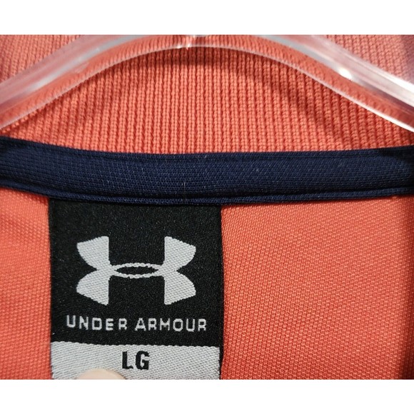 Under Armour Polo Shirt Mens Large Orange Solid Short Sleeve - Picture 3 of 16
